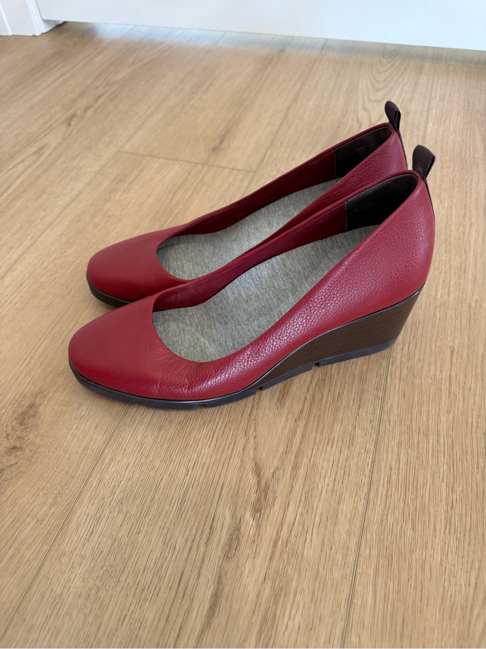 Betabrand Red Leather Wedge Pumps
